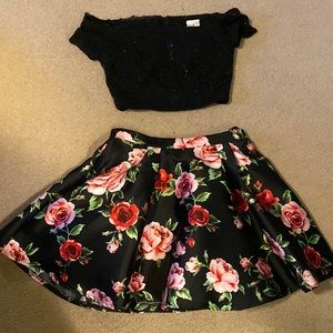 Black and flowered formal dress